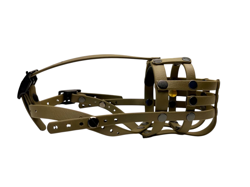 Maulkorb Nase frei FressSchutz olive Stirnriemen Nasenschoner