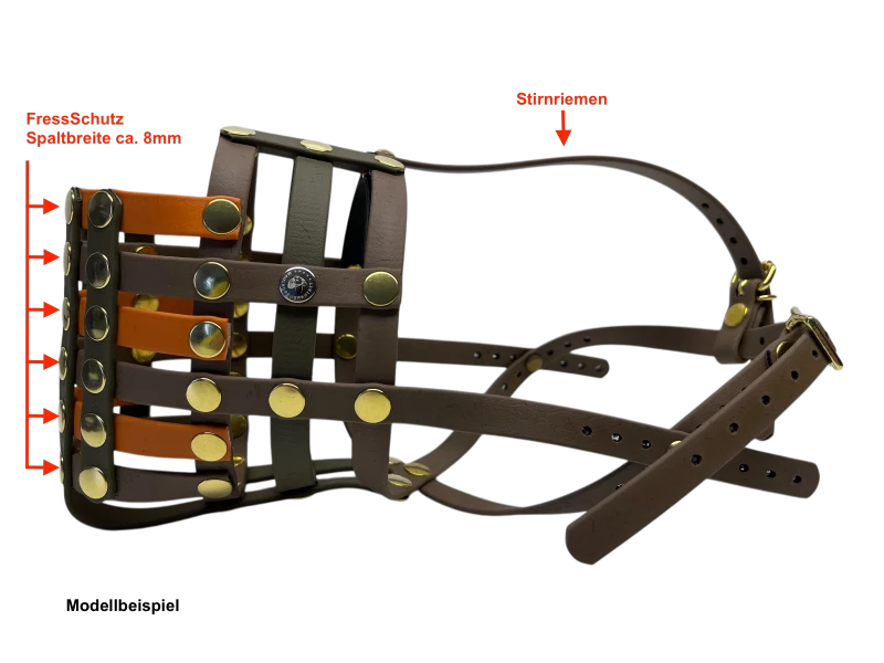 Maulkorb mit FressSchutz in den Farben olive, coyote und burnt orange