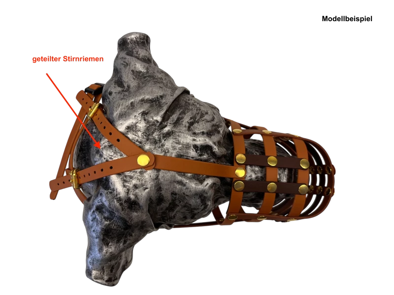 Maulkorb mit geteiltem Stirnriemen
